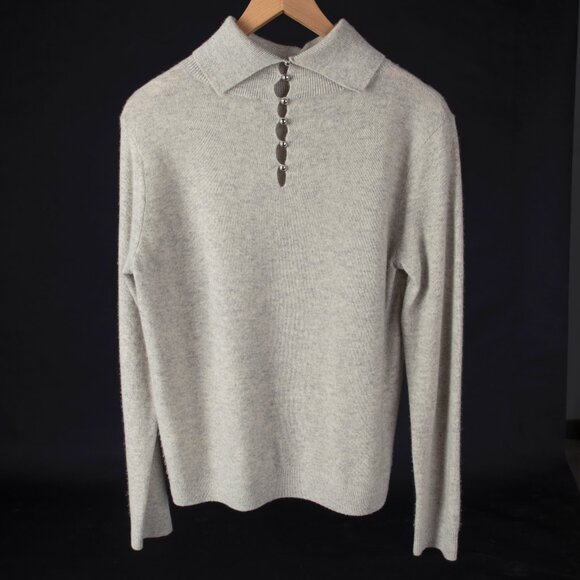 CLUB MONACO Gennado Cashmere Pullover Sweater with Silver Buttons Medium - Picture 2 of 9